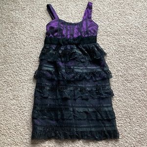Zunie Black and Purple Tie Ruffle Dress~size 6~